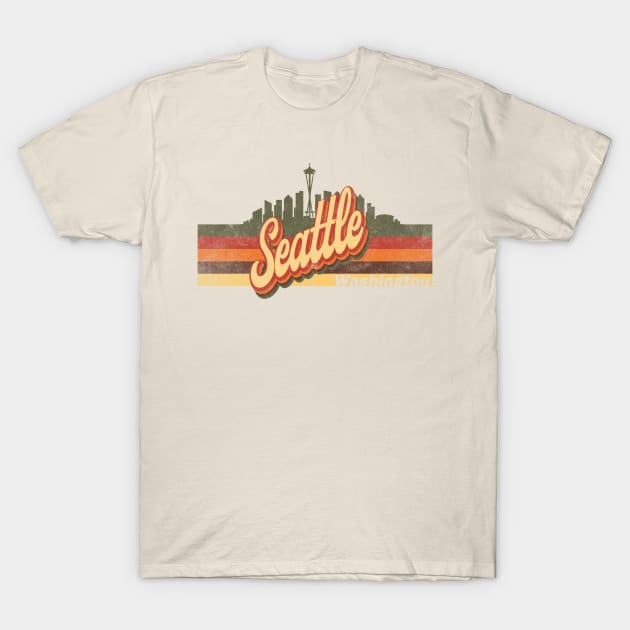 Seattle Washington Skyline Vintage Retro T-Shirt Gift - Seattle Washington - Seattle Washington Tourist Gift - Seattle Washington Hometown T-Shirt T-Shirt T-Shirt by Happy as I travel